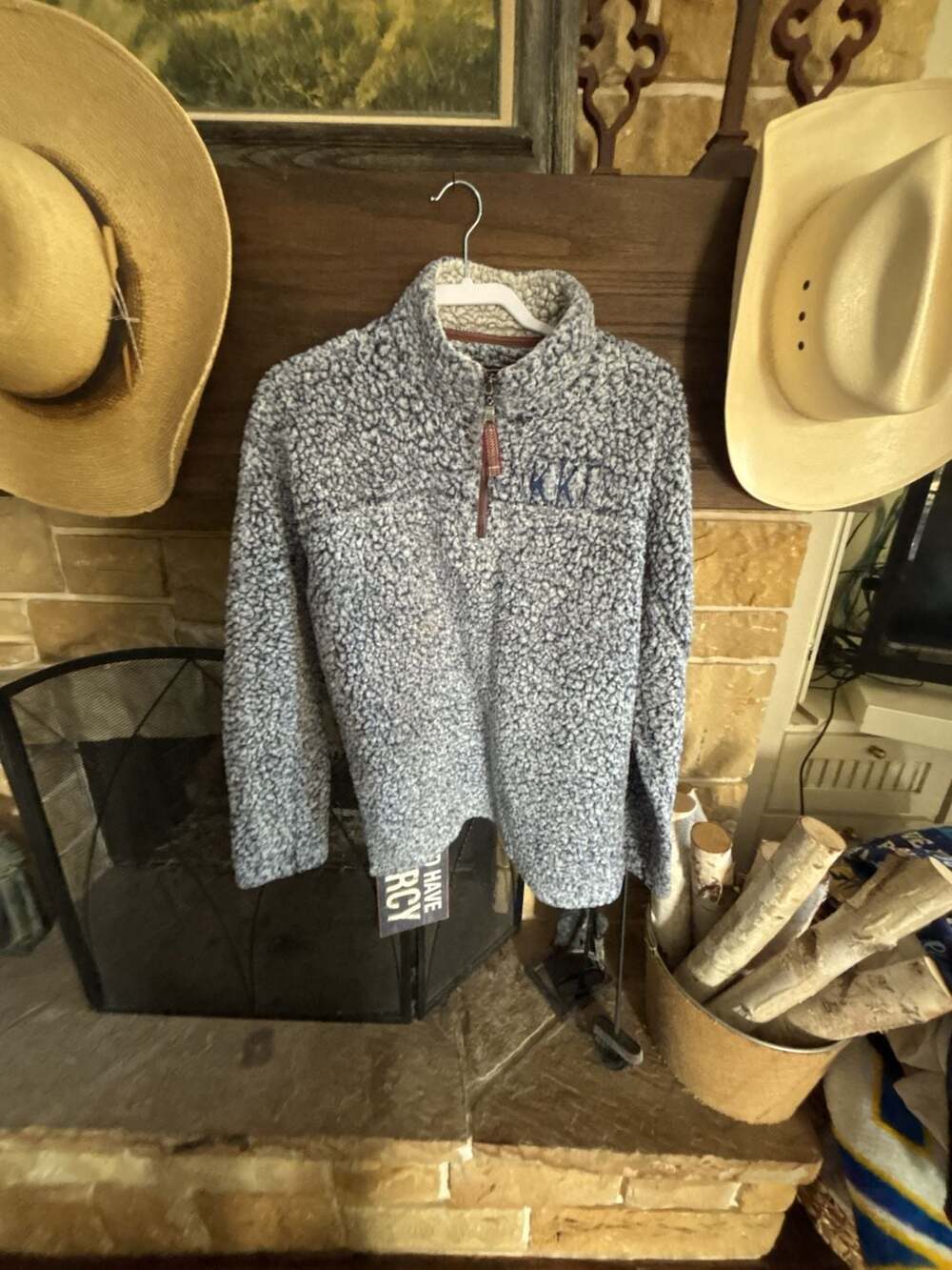 True Grit Sherpa 1/4 Zip KKT Greek Letters Medium kappa kappa gamma